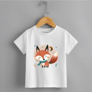 Imagem de Camiseta Infantil Unissex Raposa Personalizada Delicada 100% Algodão -