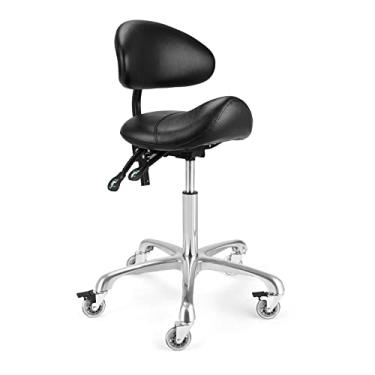 Imagem de McDooFly Banqueta ergonômica com rodas, cadeira de rodinhas profissional, cadeira de selim resistente, ajustável, giratória, banco hidráulico para massagem, cabeleireiro, salão de beleza, tatuagem,