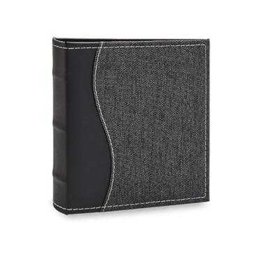 Imagem de Álbum de fotos Ical, encadernação fichário, para 200 fotos 10x15cm - envelope plástico preto - linha Prestige - modelo cinza-escuro com costuras - 492