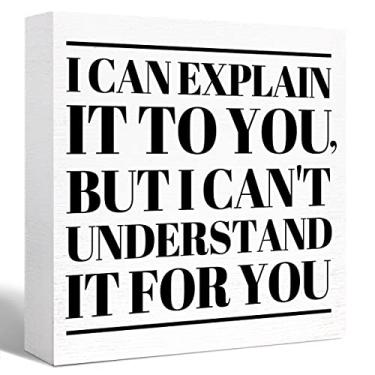 Imagem de SJNH Placa de Caixa de Madeira Engraçada para Escritório, Não Consigo Explicar para Você, Mas Não Consigo Entender para Você, Placa de Bloco de Madeira, Decoração de Mesa Engraçada (5"X5"X1")