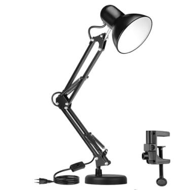 Imagem de Genérico Luminária de Mesa Articulável Abajur com Garra e Base Leitura Estudo Quarto Articulada Preta Bivolt 110V 220V com Interruptor