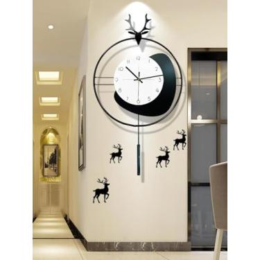 Imagem de Relógios de parede para decoração de sala de estar, relógio de parede decorativo grande, operado por bateria, silencioso, sem tique-taque, moderno, metal, quartzo, relógio de parede para quarto,