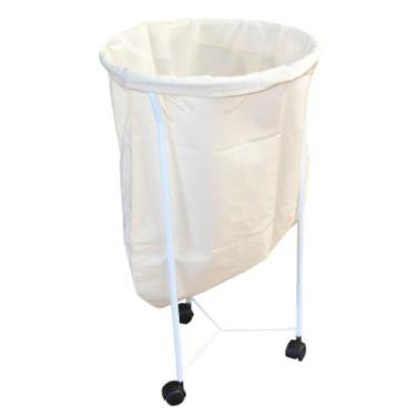 Imagem de Suporte Hamper Esmaltado Com Saco 100 Litros Em Algodão Cru Com Rodízi