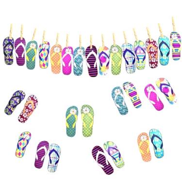 Imagem de CPTBAG Chinelo de verão faixa de guirlanda de bandeira havaiana Luau chinelos de aniversário sinal de faixa para verão praia festa de aniversário decorações de chá de bebê