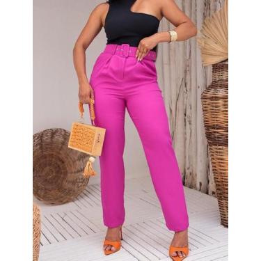 Imagem de Calça Alfaiataria Feminina com Cinto Social Elegante Cintura Alta - JK