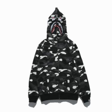 Imagem de LAZHKG Moletom com capuz de algodão hip-hop luminoso, moderno, camuflado, com capuz, masculino, feminino, M-XGG