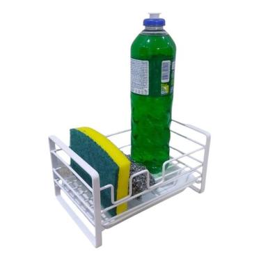 Imagem de Suporte Para Enponja Bucha Sabao Organizador De Pia Inox Branco  - Evo