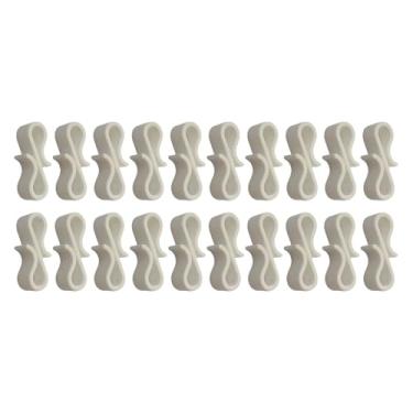 Imagem de Fenteer Gabines de cordas leves ganchos de calha de calha prática clipes s de férias de festa luz de natal luz, Branco, 20 Pedaços