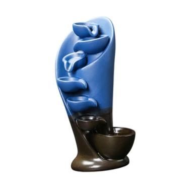 Imagem de Generic Decoração decorativa de incenso de queimador de queimador de comprimido Cerâmica Ornamento de desktop de presente exclusivo para o escritório da sala, Azul
