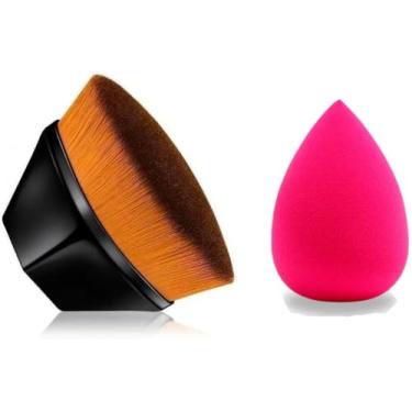 Imagem de Kit de Maquiagem com Pincel Hexagonal Mágico e Esponja, Acessório para Base, Estilo TikTok (KIT)
