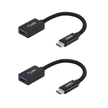 Imagem de Adaptador USB C para USB, pacote com 2 adaptadores USB C para USB 3, USB tipo C para USB, adaptador Thunderbolt 3 para USB fêmea, cabo OTG compatível com iPad Air 2021, MacBook Pro Air (preto)