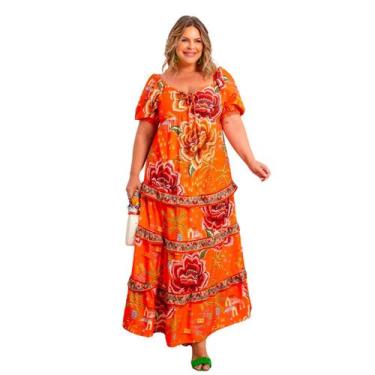 Imagem de Vestido plus size mid com decote coração e lastex nas costas com manga