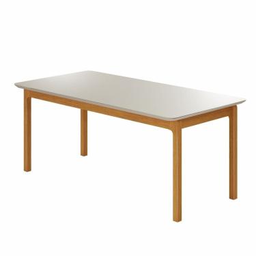 Imagem de Mesa de Jantar Cativa 1,80cm X 0,90cm Retangular 6 Lugares Tampo Mdf com Vidro Cinamono/Off White