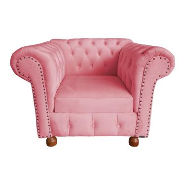 Imagem de Poltrona Chesterfield Capitone Luis xv Suede Rosa / Decoracao, Sala estar, tv, recepção, barbearia