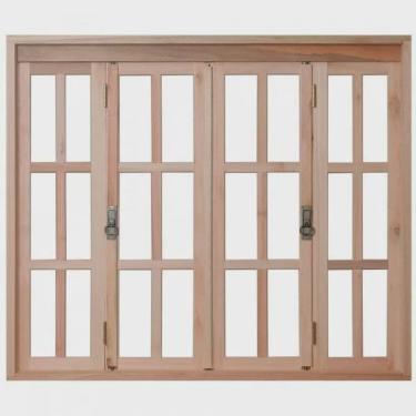 Imagem de Janela de Madeira Pantográfica 100x150cm Com Caixilho 9,4cm ewk 396 Rondosul