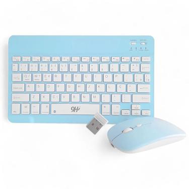 Imagem de Teclado E Mouse Sem Fio A6732 Slim Recarregável Azul