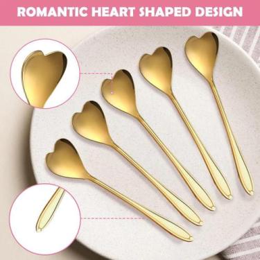 Imagem de Kit com 5 colheres de sobremesa de coração. - 5 UNID COLHER CORAÇÃO