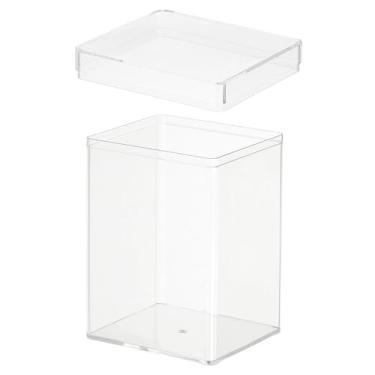 Imagem de PATIKIL Caixa de acrílico com tampa 6,5 cm x 5,5 cm x 9,5 cm, caixas de exibição de acrílico transparente organizadores de armazenamento de recipientes de cubo quadrado de plástico para exibição de