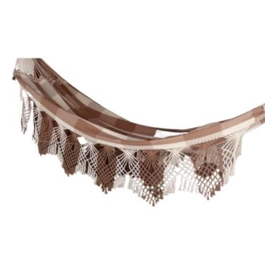 Imagem de Rede De Descanso Dormir Casal Luxo Suporta Até 300 kg 100% Algodão (CARAMELO/BEGE BUCHO DE BOI)