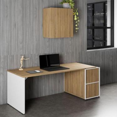 Imagem de Mesa Escritório 1,70m c/ Balcão e Armário Aéreo 2 Portas F5 - F5 Offic