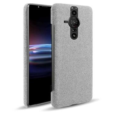 Imagem de Capa para Sony Xperia PRO-I,Capa desenhada em lona,Case Protetora Ultrafina com Empunhadura Macia,Design em Tecido Antichoque e Antiarranhões-Light gray