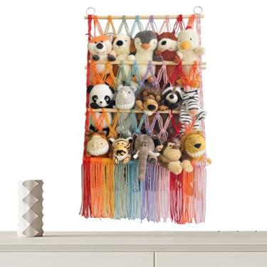 Imagem de Porta-Brinquedos De Pelúcia | Organizador De Brinquedos De Pelúcia Com Três Prateleiras E Borlas | Produtos De Organização E Armazenamento Para Quarto Infantil E Sala De Brincar