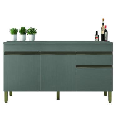 Imagem de Balcão Gabinete de Cozinha 3 Portas 1 Gaveta com Tampo 1,50m Line Kit'