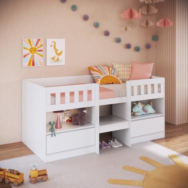 Imagem de Cama Infantil Alta 2 Portas Ilha bela Art in Móveis - Branco