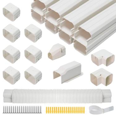 Imagem de Conjunto de capa de mini linha dividida de 7,6 cm, 13,5 m, kit de capa de PVC para mini divisão com duto flexível, ar condicionado decorativo, HAVC e bombas de calor, branco