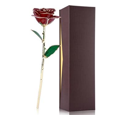 Imagem de Amo Forever Long Stem 24k Gold Foil Trim Rose Rose Flor Melhor Presente para o Dia dos Namorados