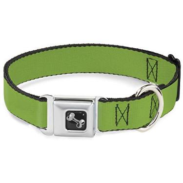 Imagem de Buckle-Down Coleira para cachorro com fivela de cinto de segurança - Verde limão - 3,8 cm de largura - Serve no pescoço de 33 a 45 cm - Pequena