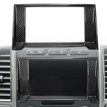 Imagem de FINMOKAL Painel de controle central interno de fibra de carbono real painel de navegação GPS decoração de moldura compatível com Ford F150 2015-2020