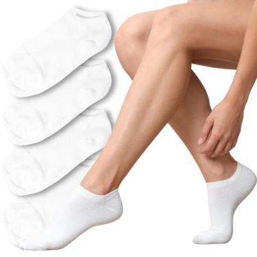 Imagem de Kit 4 Meia Soquete Feminina Cano Curto Baixo Branca e Preta - Rupee, B