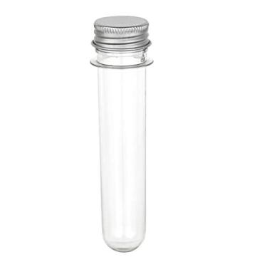 Imagem de Caixas de acrílico para doces em forma de tubo com capa de alumínio – Pacote com 12 – 3 x 12,7 cm – Perfeito para casamentos, aniversários, lembrancinhas de festa e presentes | Recipientes de plástico de lucite transparente