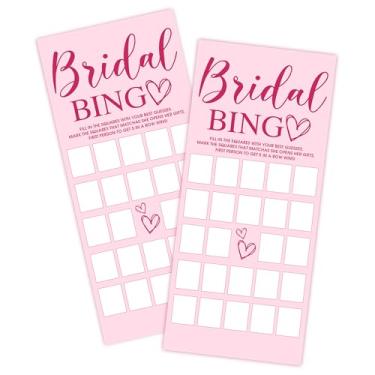 Imagem de Bridal Shower Bingo, Find The Guest Bingo Games Cards, 25 Bridal Shower Party Game Cards for Wedding Engagement Bachelorette, Minimalist Pink Wedding Party Supplies, 4x9 Inch-A08