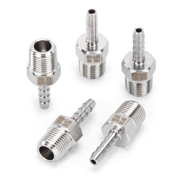 Imagem de LTWFITTING Barra Produção de aço inoxidável 316 Barb Acoplador/conector 1/8" ID da mangueira x 1/8" macho NPT Air Fuel Water (pacote com 5)