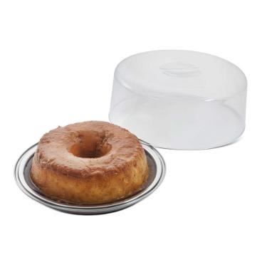 Imagem de Prato Para Pudim Bolo em Aço Inox com Tampa Transparente Neo