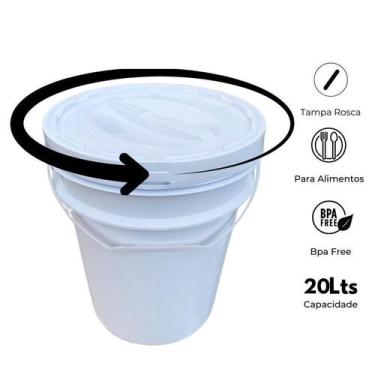 Imagem de Baldes Para Frutas 20L Tampa De Rosquear - Kit 14 Pçs - Nastripack