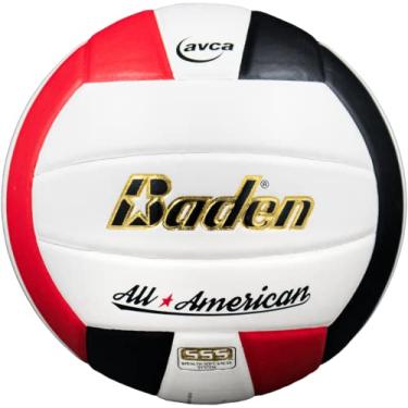 Imagem de Baden | All American | Sensação de couro composto premium | Torneio de vôlei interno | Feito para voleibol de clube 13U a 18U | Tamanho oficial + peso | Vermelho/Preto/Branco | Aprovado pela AVCA
