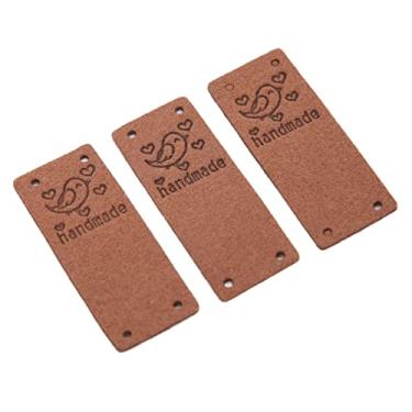 Imagem de 100pcs Feitos Artesanais Com Gravação Feita, Etiquetas de Roupas para Costurar Artesanato Com Material de Super Fibra, Tamanho 2 X 5cm, Rótulo Couro PU, Adequado para Diferentes Itens Costura