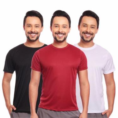 Imagem de Kit 3 Camisas Masculina Manga Curta Dry Fit Proteção Uv - Brás e Cia, 