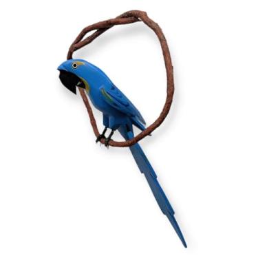 Imagem de Arara De Galho PP Azul Madeira Natureza Floresta Escultura - Atelie Center (Azul)