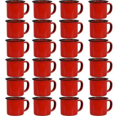 Imagem de Caneca Esmaltada Retro Antiga Vermelha 150ml 24 Unidades - Leão Verde