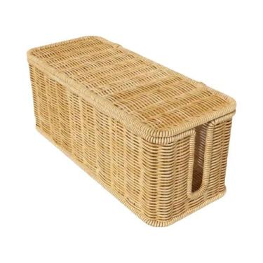 Imagem de Caixa Organizadora De Cabo De Fio Tecido À Mão Suporte De Mesa Para Ar