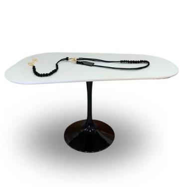 Imagem de Mesa de Jantar Tulipa Saarinen Organica 160x90cm Base Laca Preta Tampo