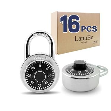 Imagem de Fechadura com combinação de mostrador padrão, 5 cm de largura, com diferentes combinações, pacote com 16; cadeado para escola, funcionário, academia e esportes, estojo, caixa de ferramentas, cerca e a