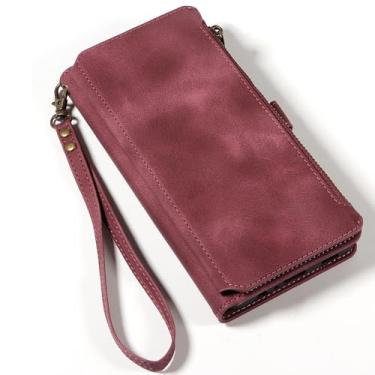 Imagem de LYJSMGZ Capa de couro para Samsung Galaxy S25 Edge, capa flip carteira com zíper com alça de pulso capa de proteção contra quedas fecho magnético capa macia, vermelha, borda S25