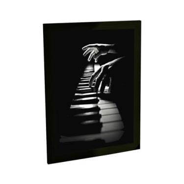 Imagem de Quadro Decorativo Piano Preto E Branco Teclado Foto Poster Quarto Sala