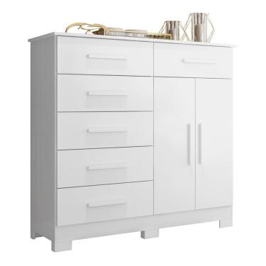 Imagem de Cômoda Xangai 2 Portas E 6 Gavetas Branco - Móveis Albatroz Branco