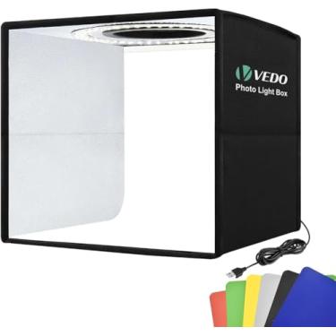 Imagem de Kit Fotografia Profissional: Caixa Luz 25cm³ Dobrável em 5s, 96 LEDs Reguláveis 0-100%, Alto CRI95+ para Sertanejo/Produtos - Inclui 6 Fundos PVC Antirrugas